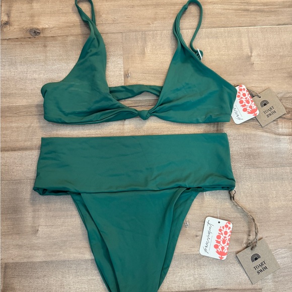 Free People Movement Toast Bikini Top & Bottoms Women’s Small Amazon Green NEW - Picture 2 of 12